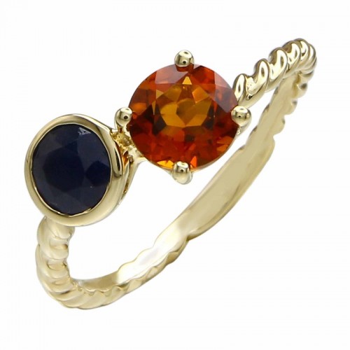 14Y Sapphire and Citrine Bypass Ring